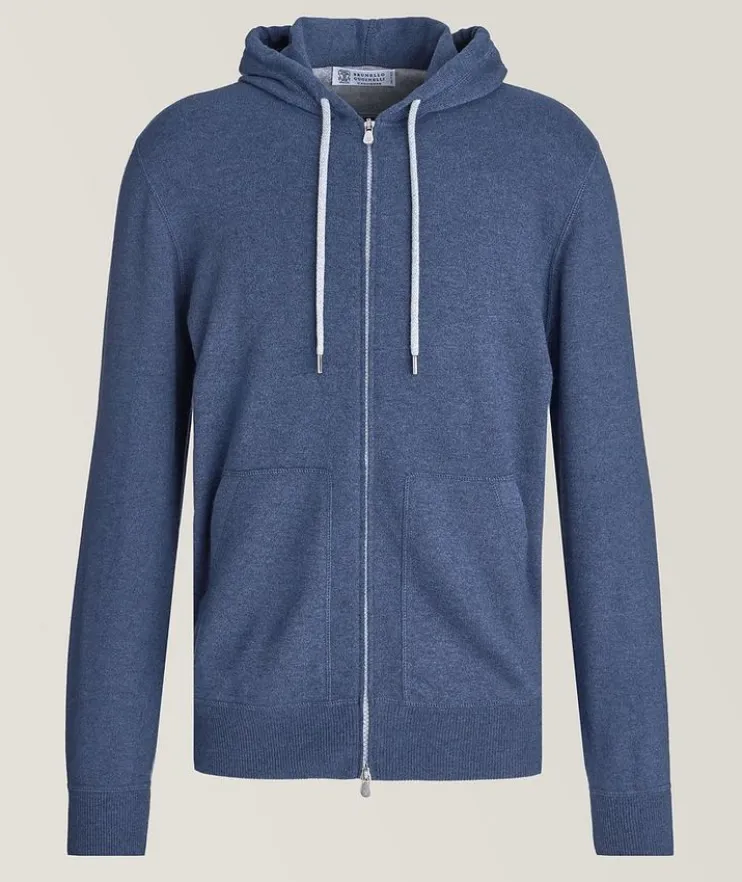Full-Zip Cashmere Hooded Sweater