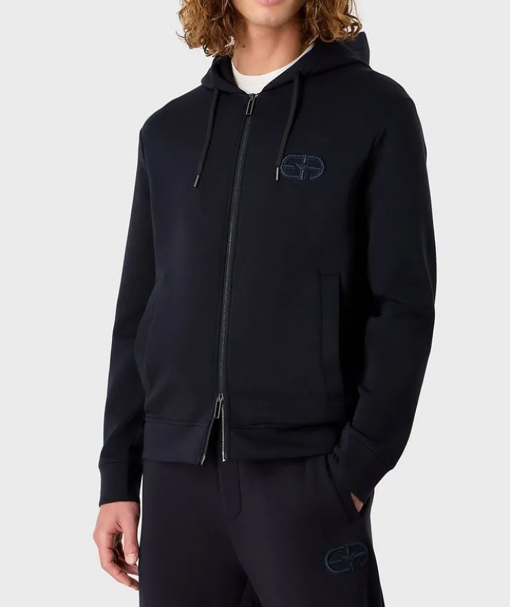 Full-Zip Double Jersey Hooded Sweater