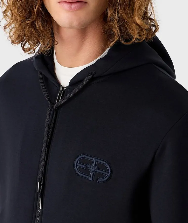 Full-Zip Double Jersey Hooded Sweater