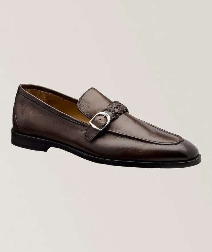 Garda Braided Buckle Leather Loafers