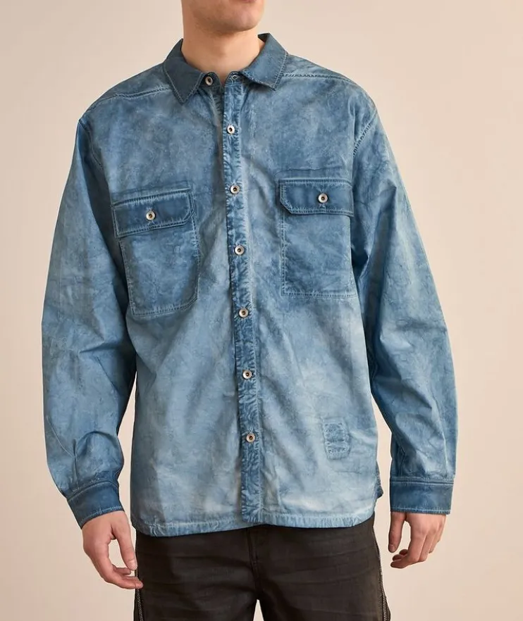 Garment-Dyed Foil Cotton Overshirt