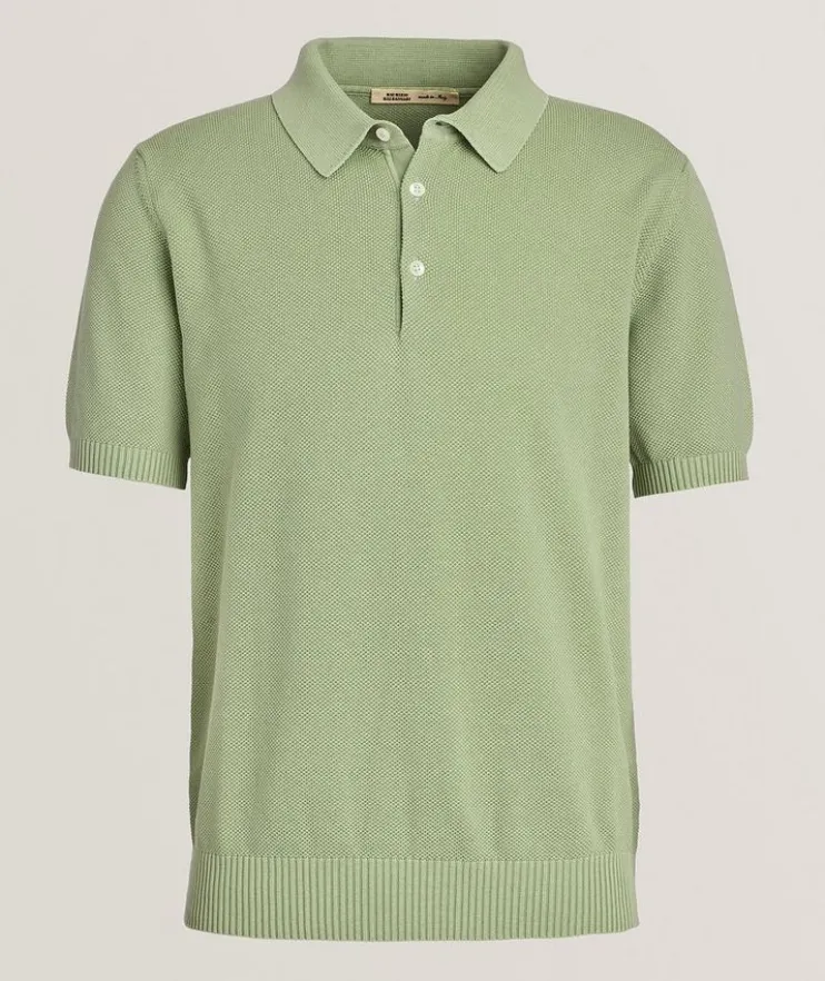 Garment-Dyed Honeycomb Knit Polo