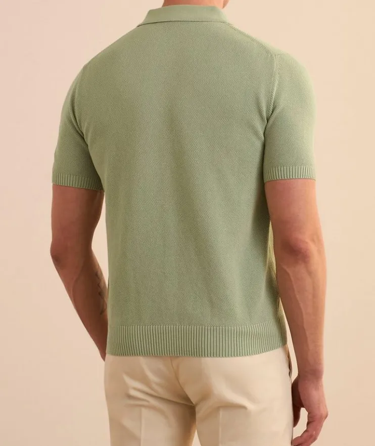 Garment-Dyed Honeycomb Knit Polo