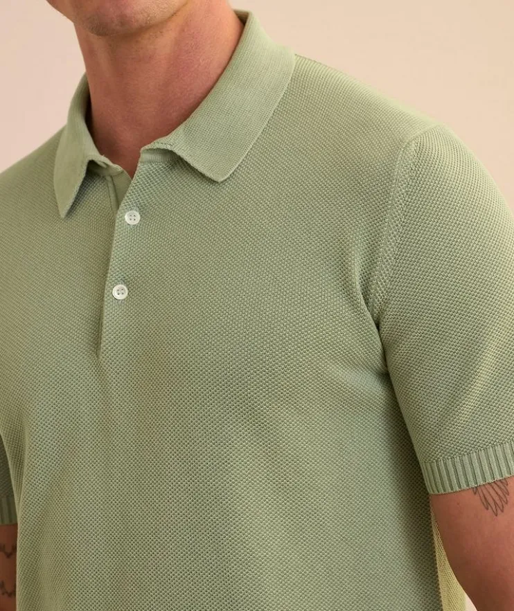 Garment-Dyed Honeycomb Knit Polo