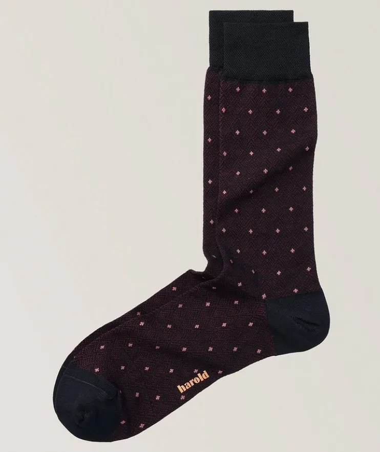 Geometric Diamond Stretch-Cotton Socks