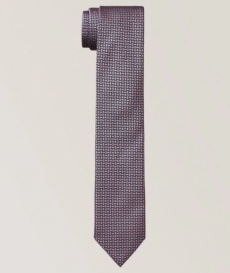 Geometric Neat Silk-Cotton Tie