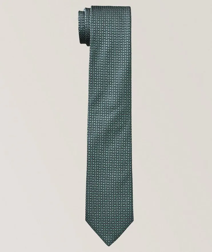 Geometric Neat Silk-Cotton Tie