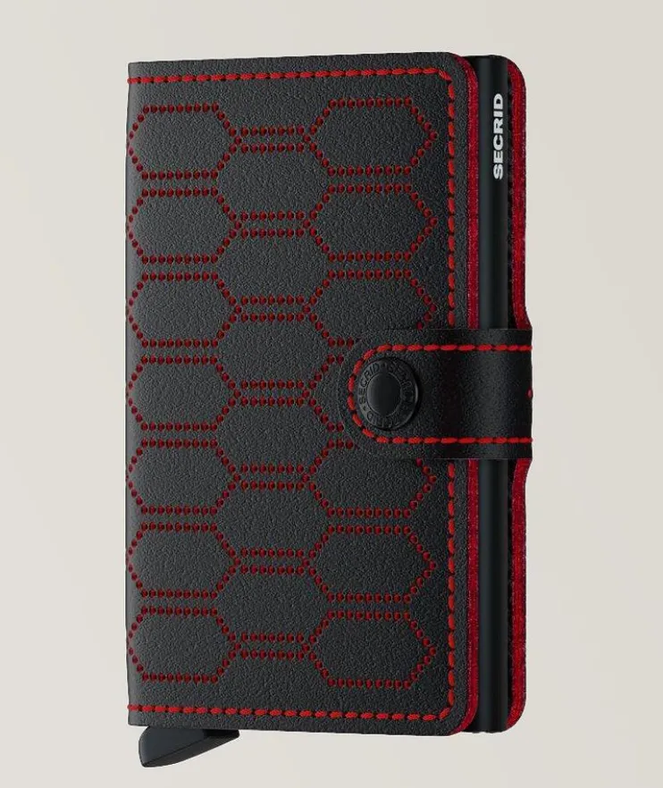 Geometric Patterned Leather Mini Wallet