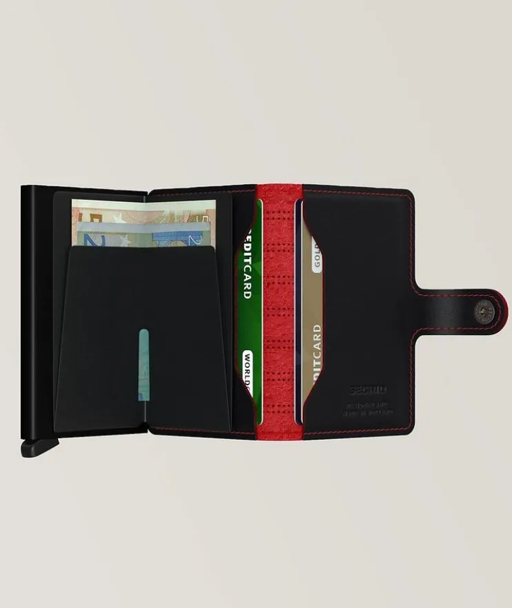 Geometric Patterned Leather Mini Wallet