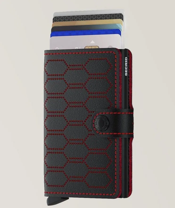 Geometric Patterned Leather Mini Wallet