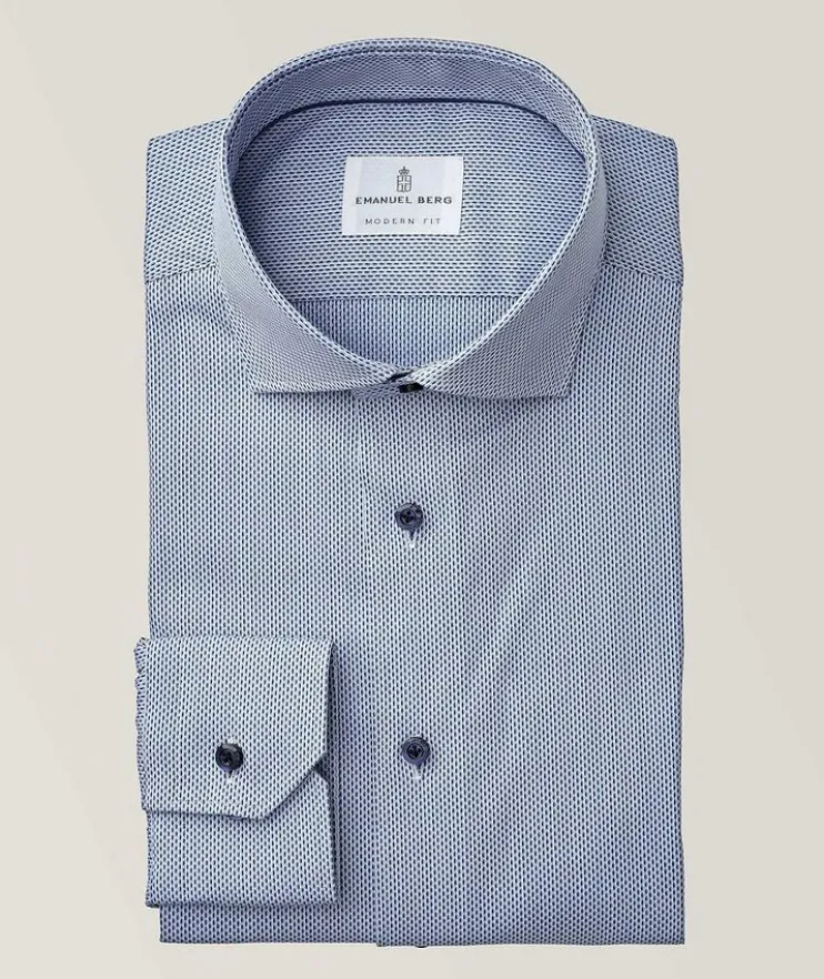Geometric Print Cotton Twill Dress Shirt