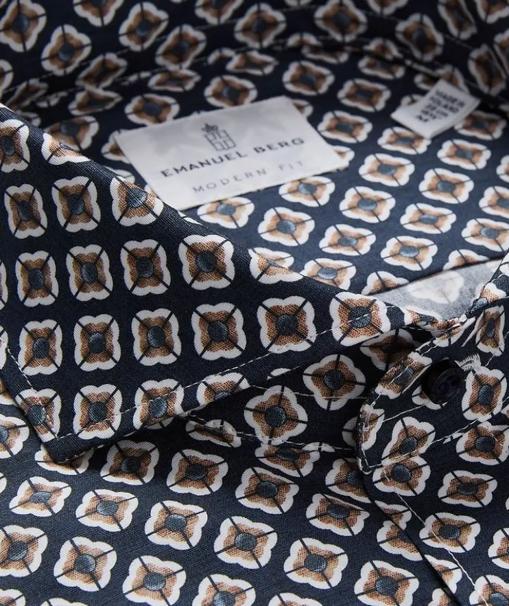 Geometric Stretch Poplin Dress Shirt