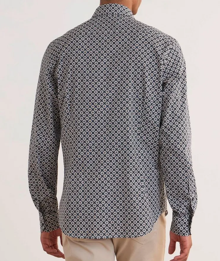 Geometric Stretch Poplin Dress Shirt