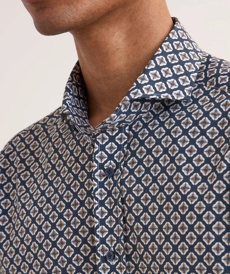 Geometric Stretch Poplin Dress Shirt