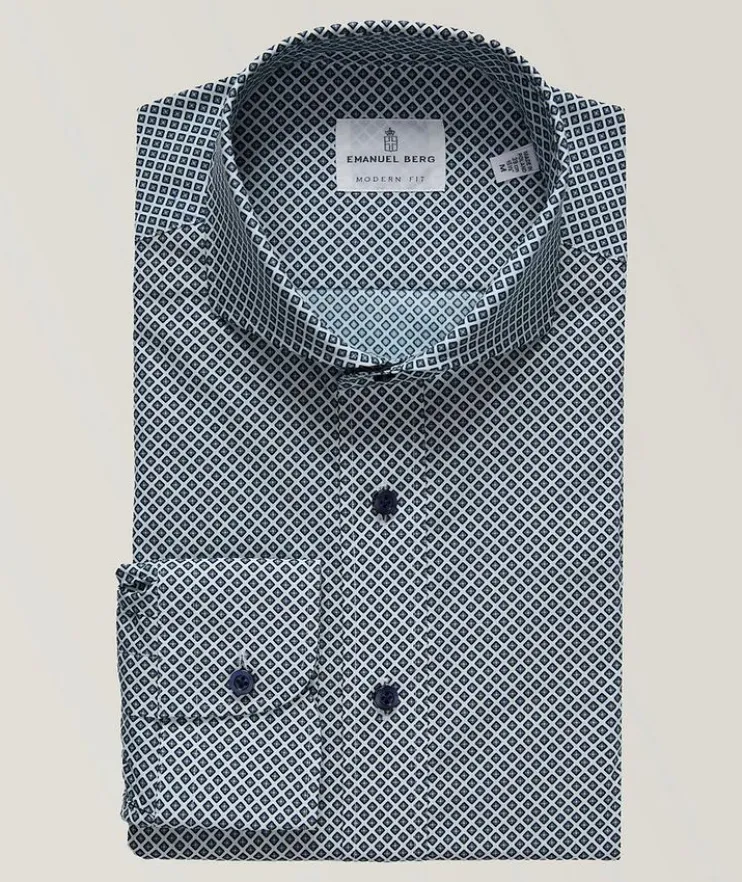 Geometric Stretch Poplin Dress Shirt