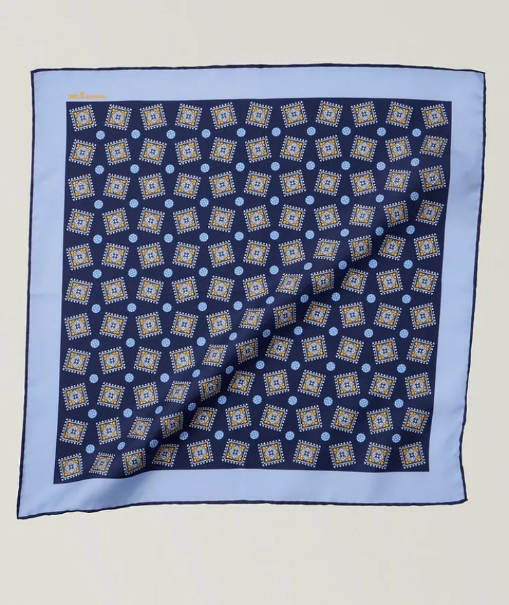 Geometric-Medallion Silk Pocket Square
