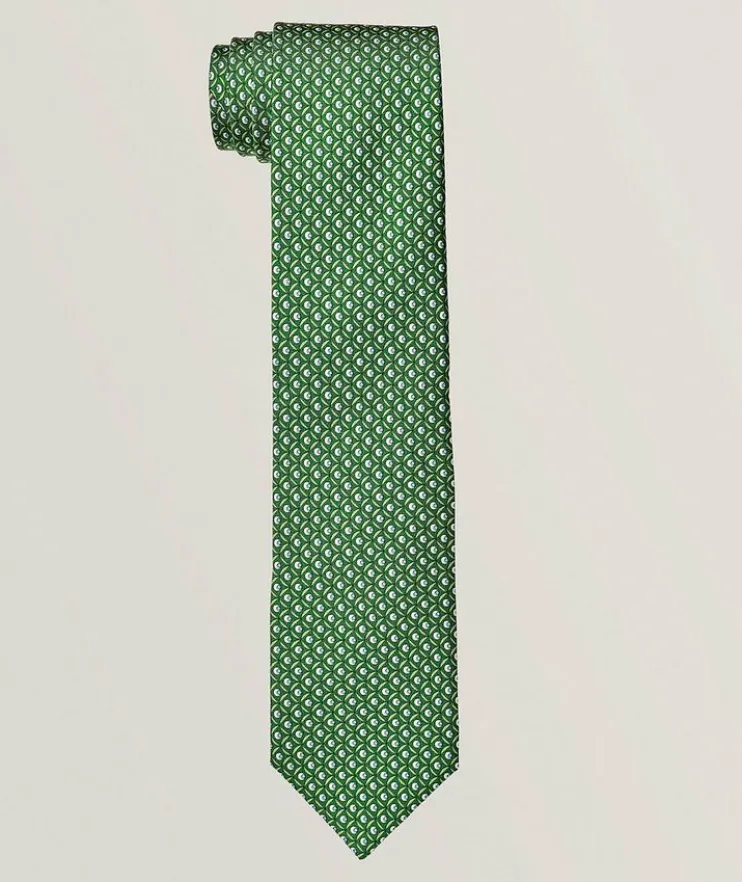Geometric-Print Silk Tie