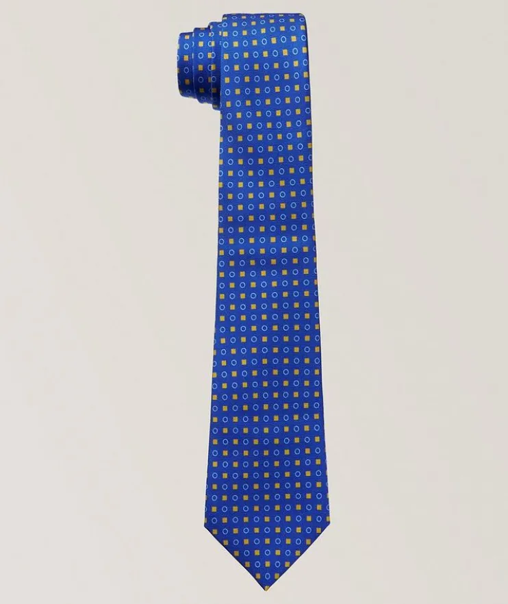 Geometric-Print Silk Tie