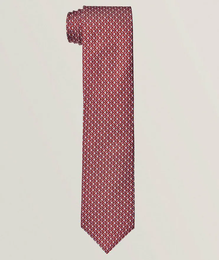 Geometric-Print Silk Tie