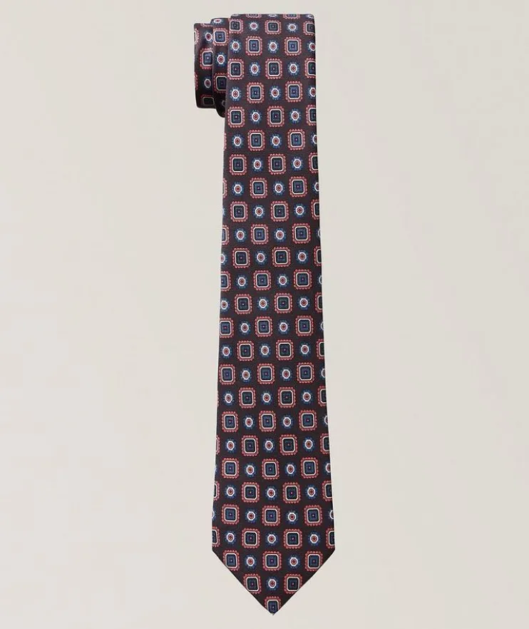 Geometric-Print Silk Tie