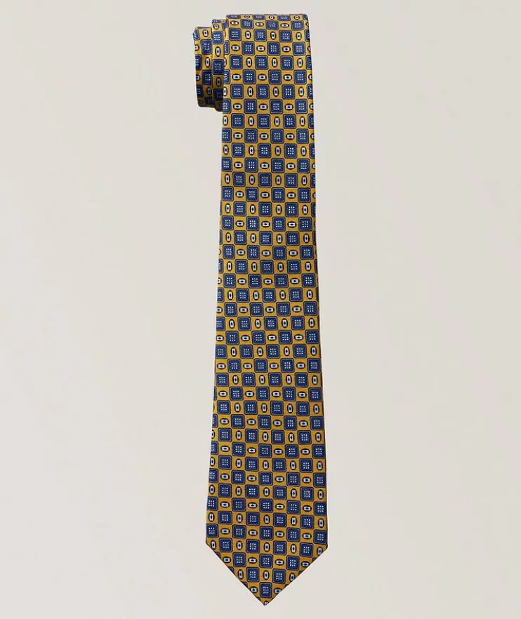 Geometric-Print Silk Tie
