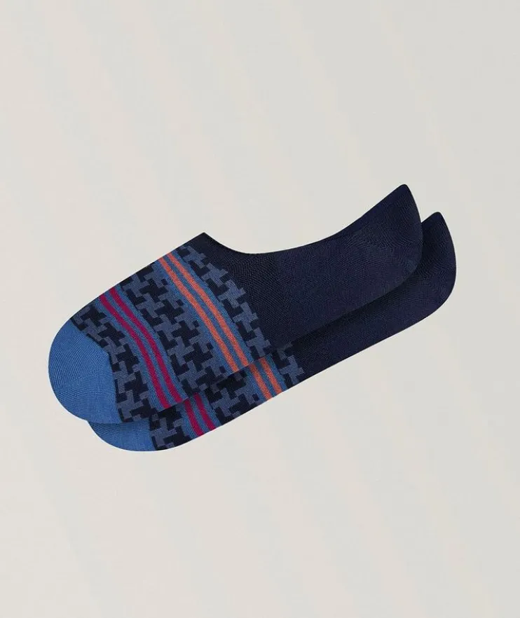 Geo-Stripe No-Show Socks