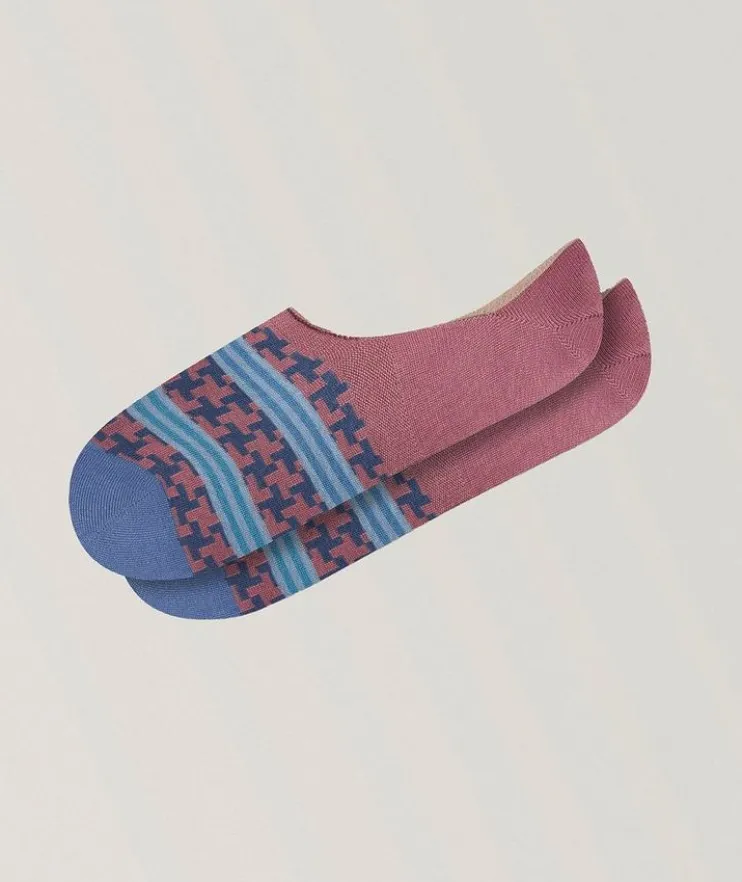 Geo-Stripe No-Show Socks