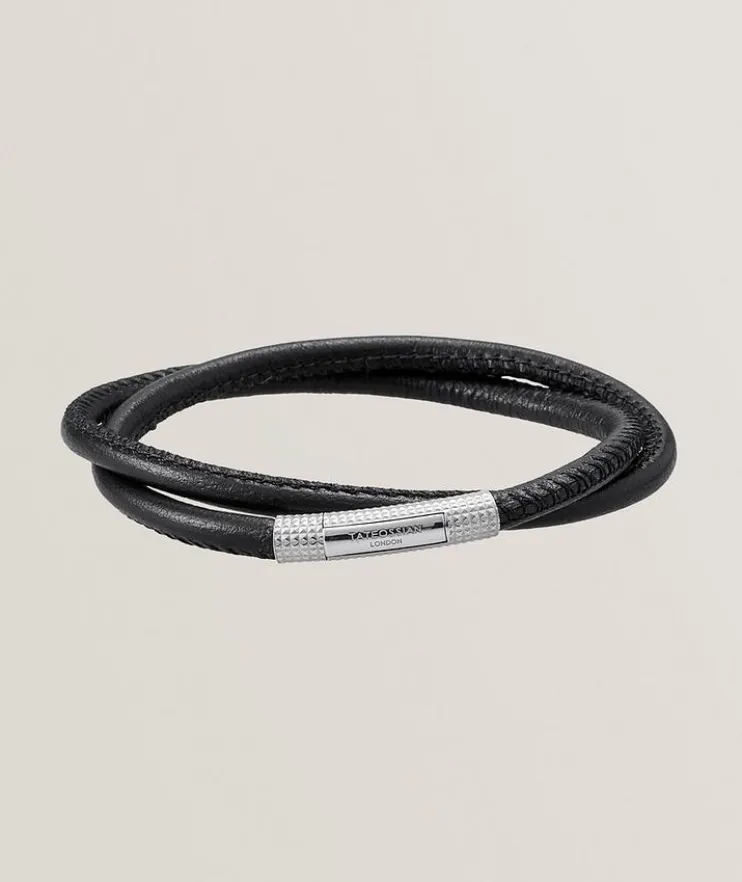 Giza Click Stitch Pelle Double Wrap Leather Bracelet