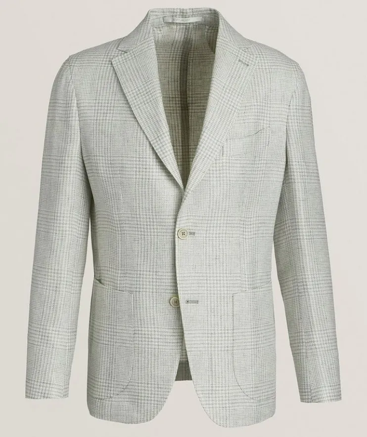 Glen Plaid Linen-Wool-Silk Sport Jacket