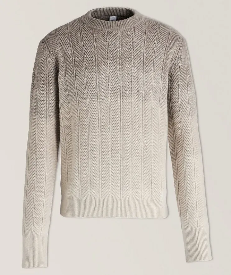 Gradient Herringbone Knit Cashmere Sweater