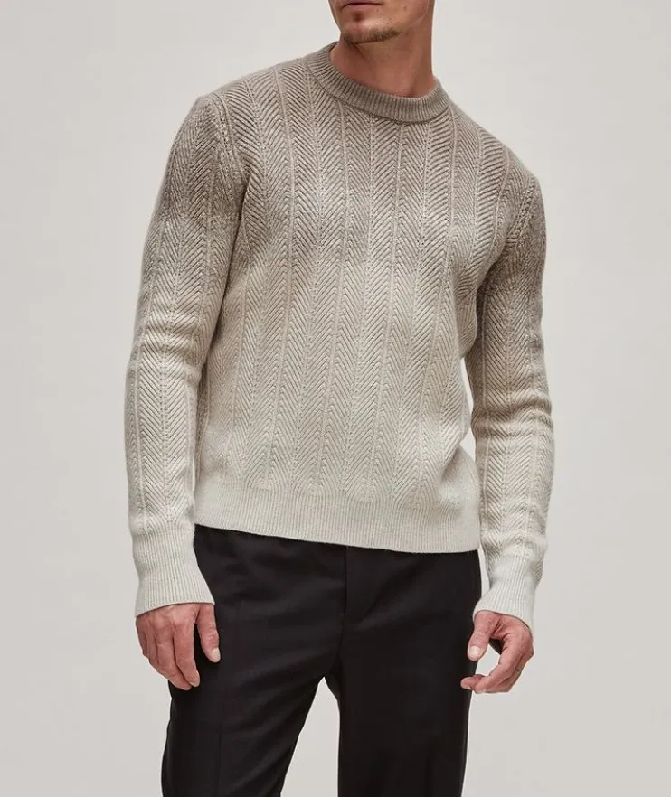 Gradient Herringbone Knit Cashmere Sweater