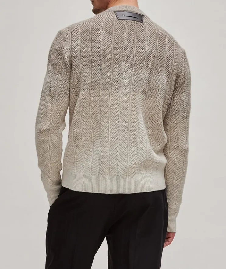 Gradient Herringbone Knit Cashmere Sweater