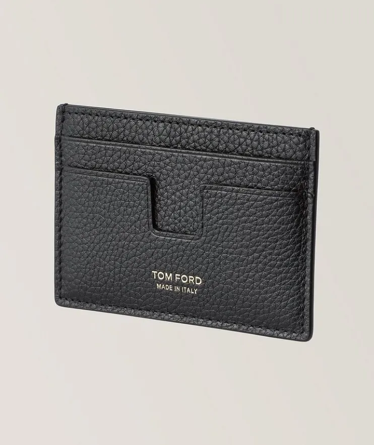 Grain Leather Money Clip Cardholder