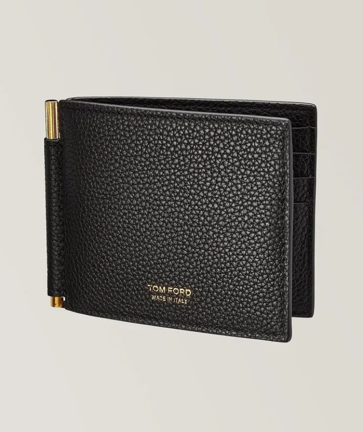 Grain Leather Money Clip Wallet