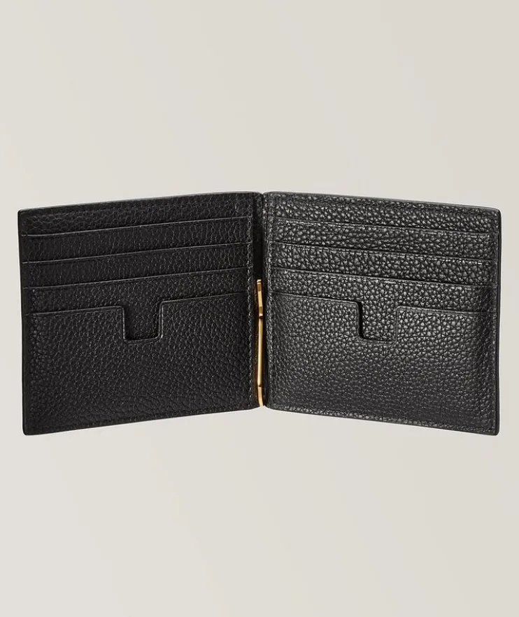 Grain Leather Money Clip Wallet