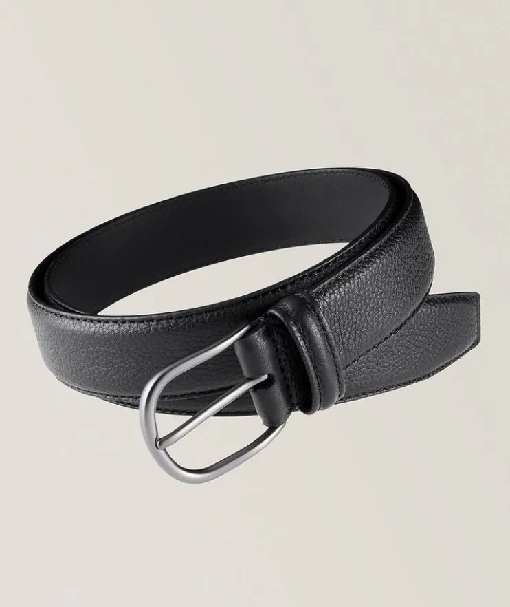 Grained Leather Dress Belt