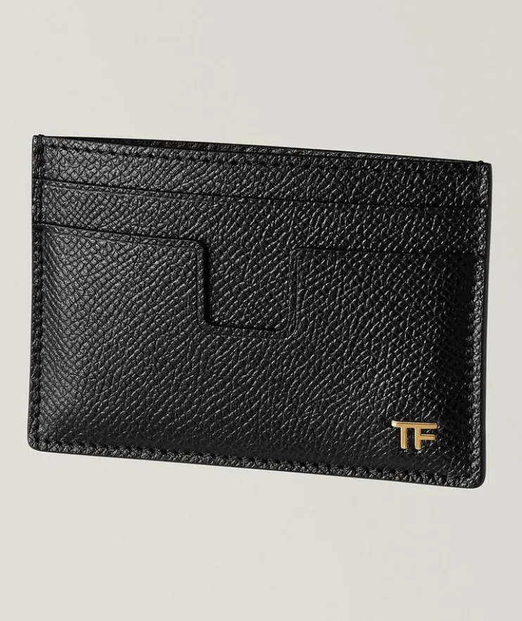 Grained Leather Logo Card Holder