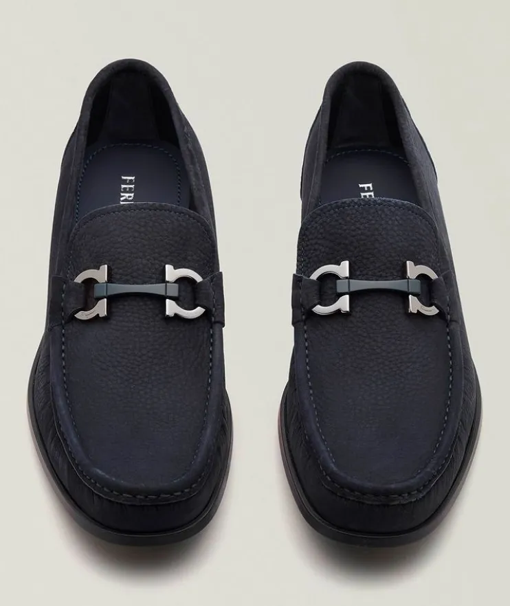 Grandioso Double Gancini Suede Loafers