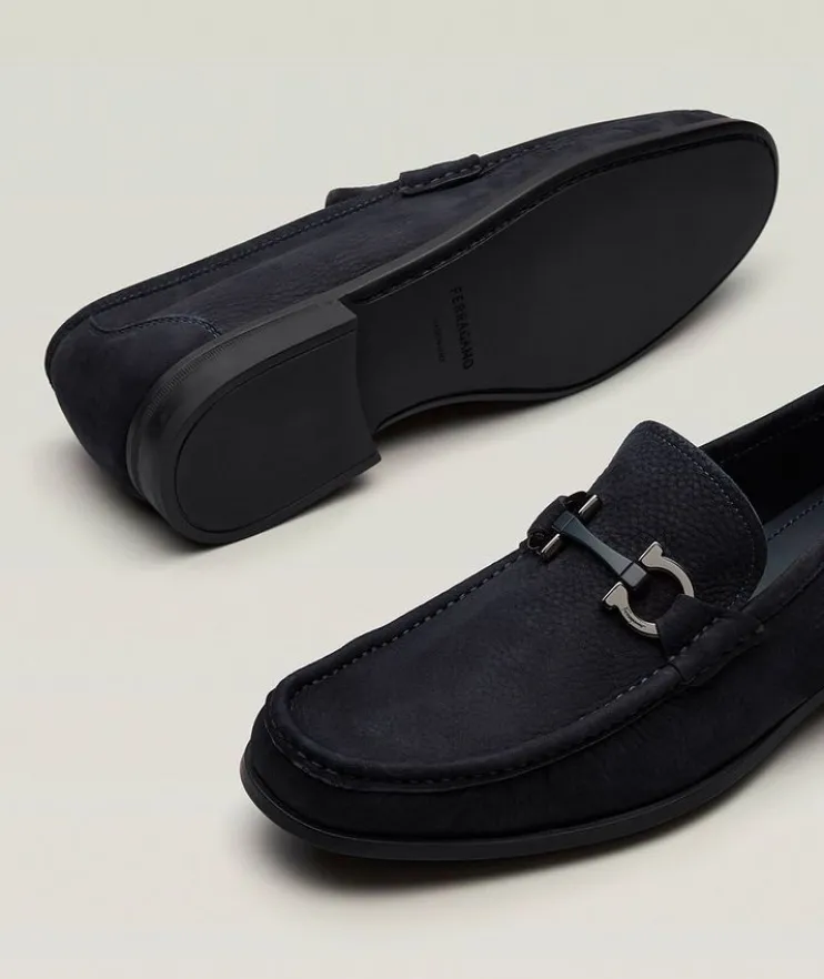 Grandioso Double Gancini Suede Loafers