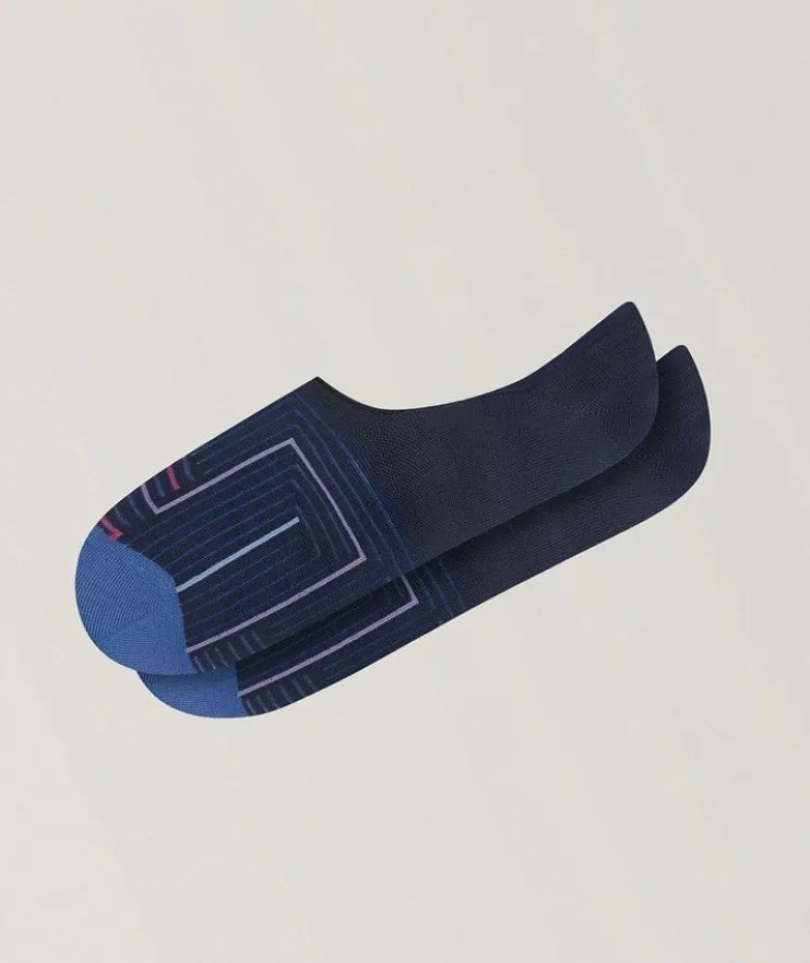 Grid-Line No-Show Socks