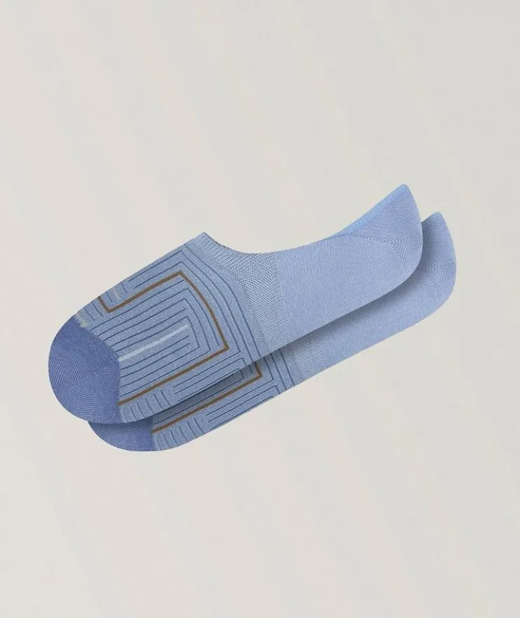 Grid-Line No-Show Socks