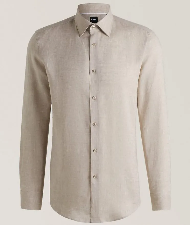 Hank Slim-Fit Linen Dress Shirt