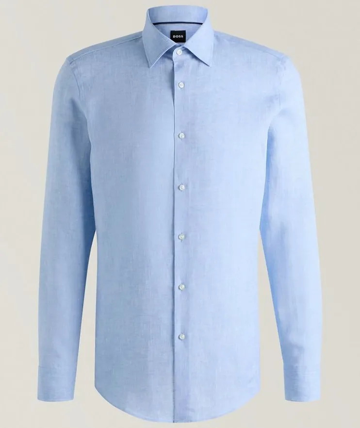 Hank Slim-Fit Linen Dress Shirt