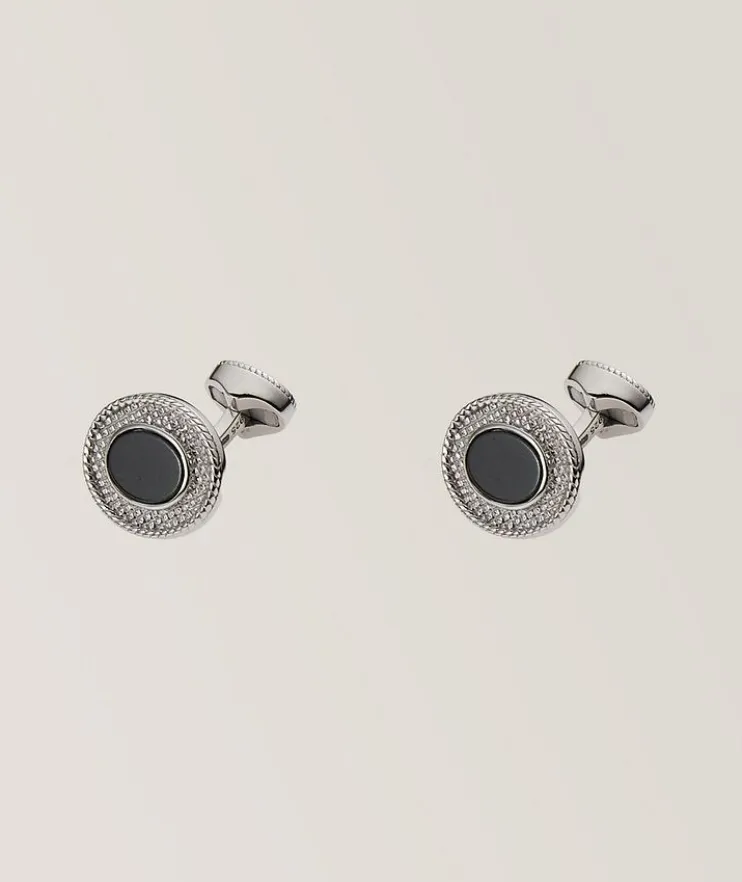 Hematite Rhod Cable Oval Cufflinks