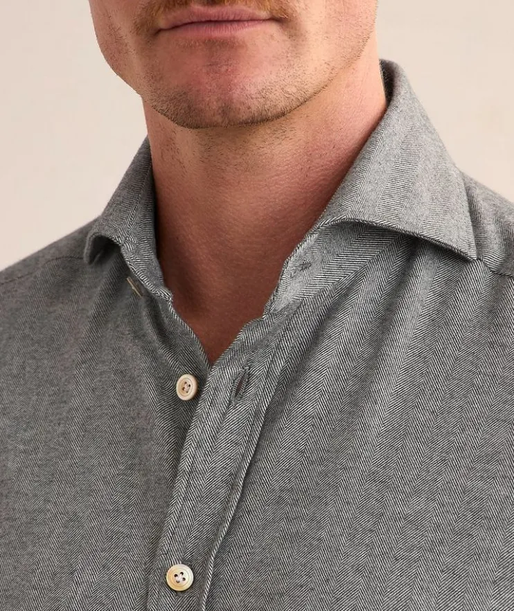 Herringbone Brushed Cotton Shirt