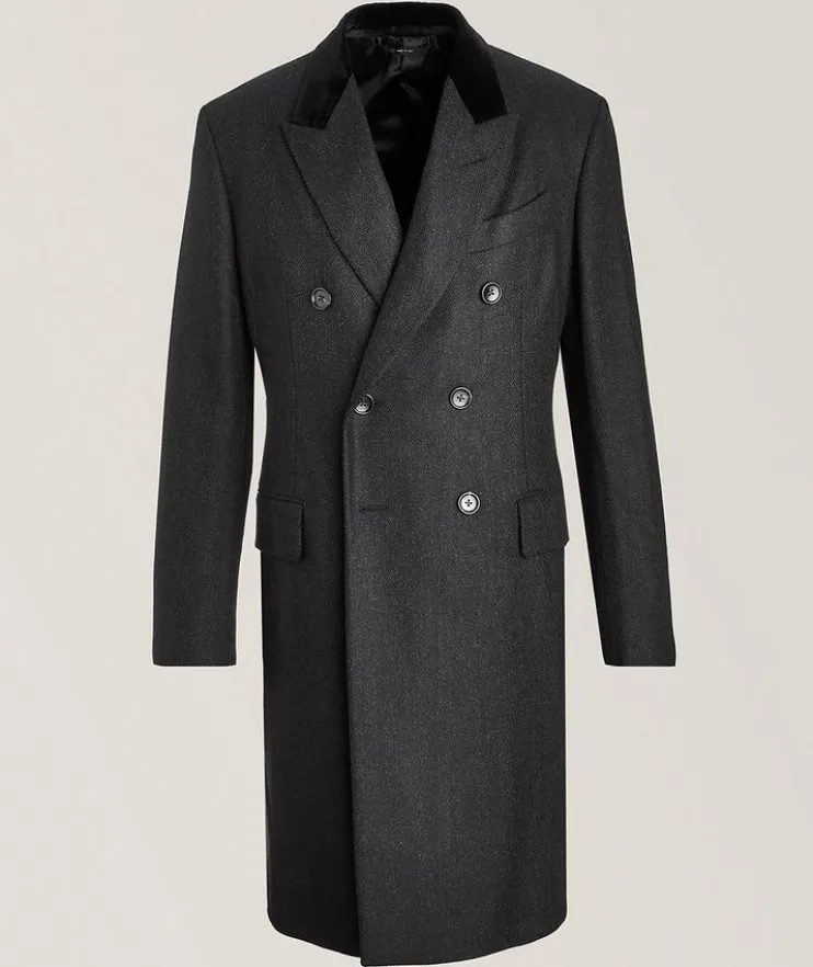 Herringbone Double-Breasted Coat