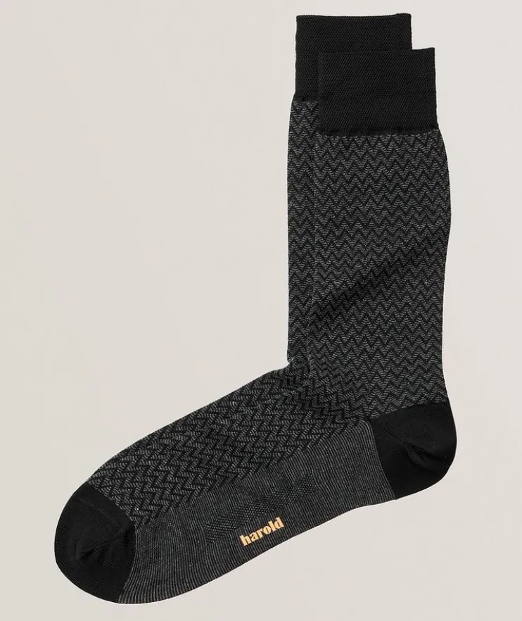 Herringbone Stretch-Cotton Socks