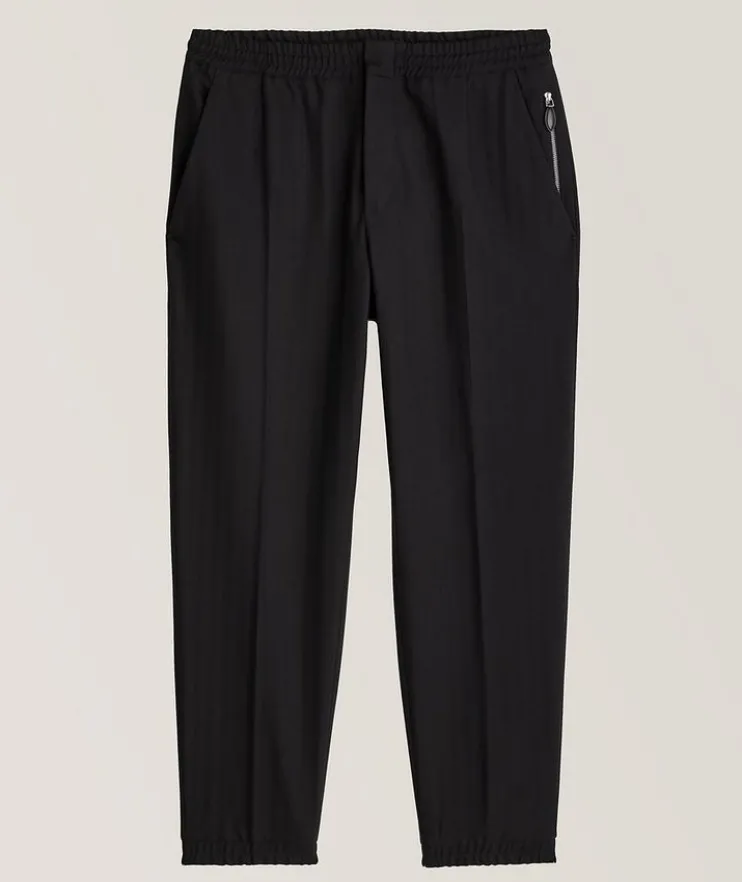 Herringbone Weave Wool-Cotton Joggers