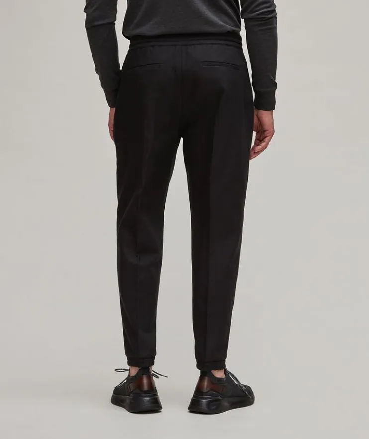 Herringbone Weave Wool-Cotton Joggers