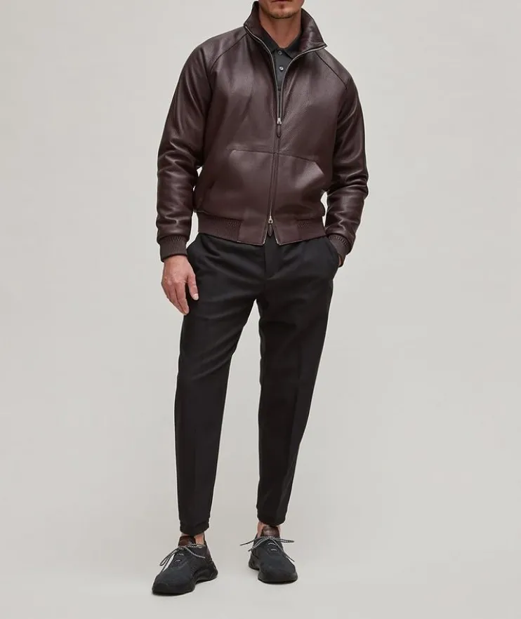 Herringbone Weave Wool-Cotton Joggers